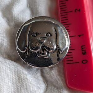 Ginger Snap Silver Toned Dog Face 20mm Snap/Button EUC